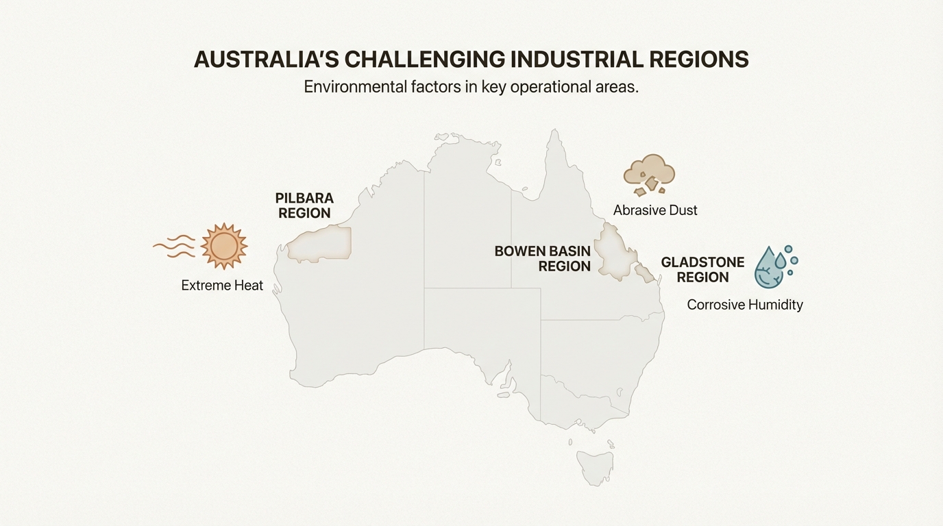Understanding regional environmental stressors is critical for selecting flowmeters that can survive the unique challenges of the Australian landscape.