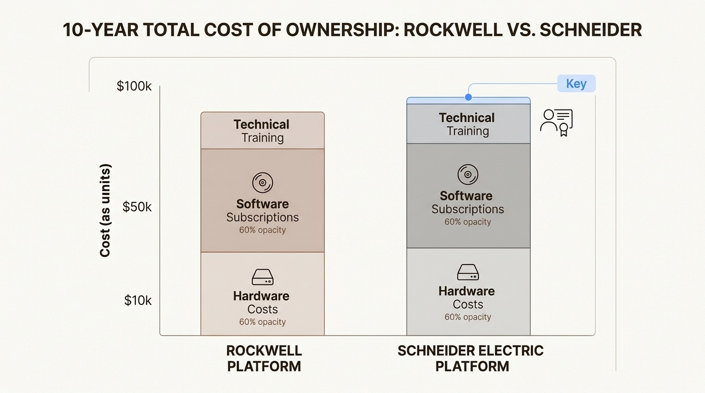 Schneider vs Rockwell: PLC comparison for Australian industry 6 Analyzing long-term expenses beyond the initial purchase reveals the significant impact of software licensing and support on the total project budget.