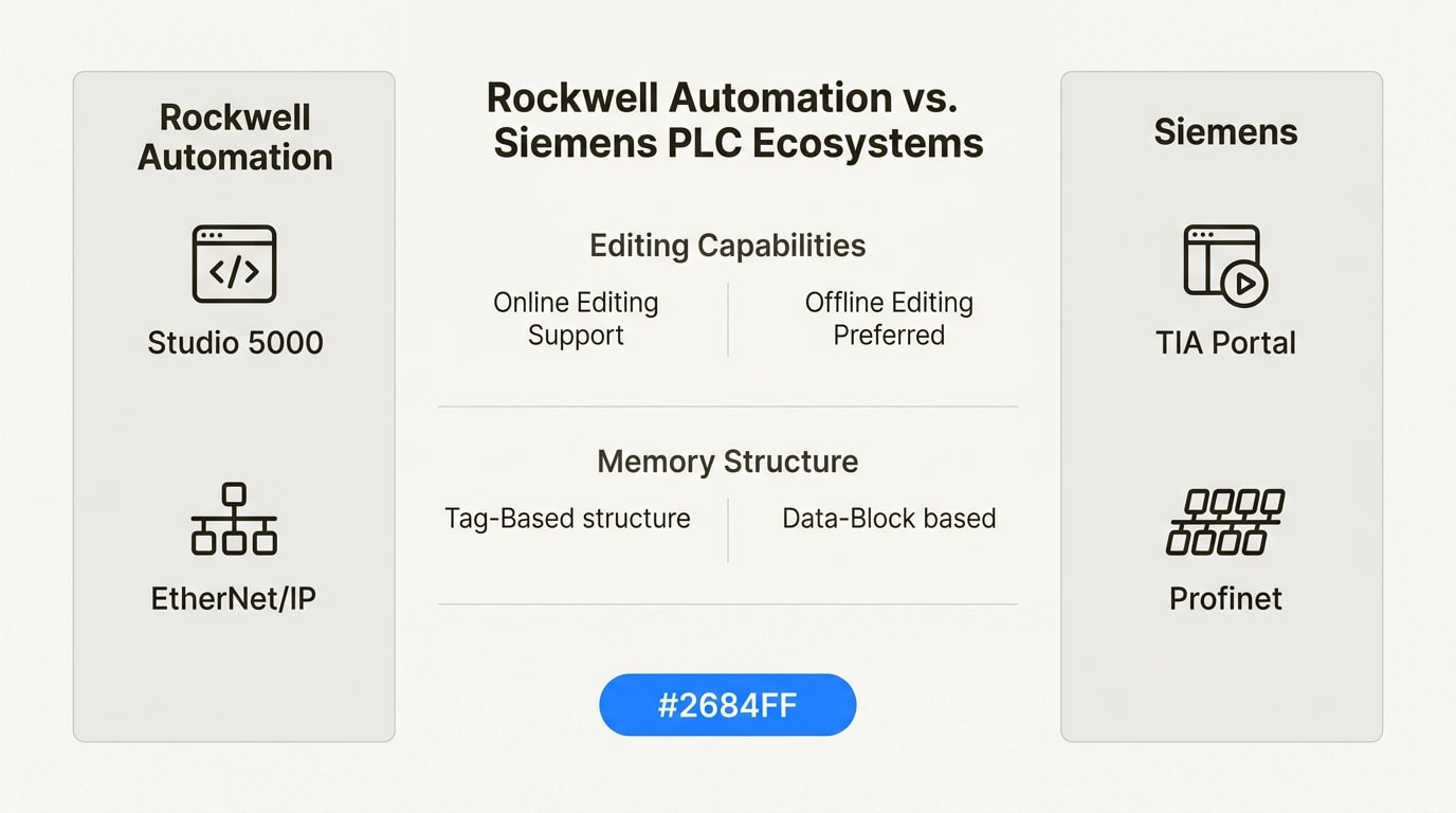Rockwell vs Siemens PLC comparison: A technical guide for Australian industry 2 High-level comparison of fundamental architectural differences between Rockwell and Siemens PLC platforms