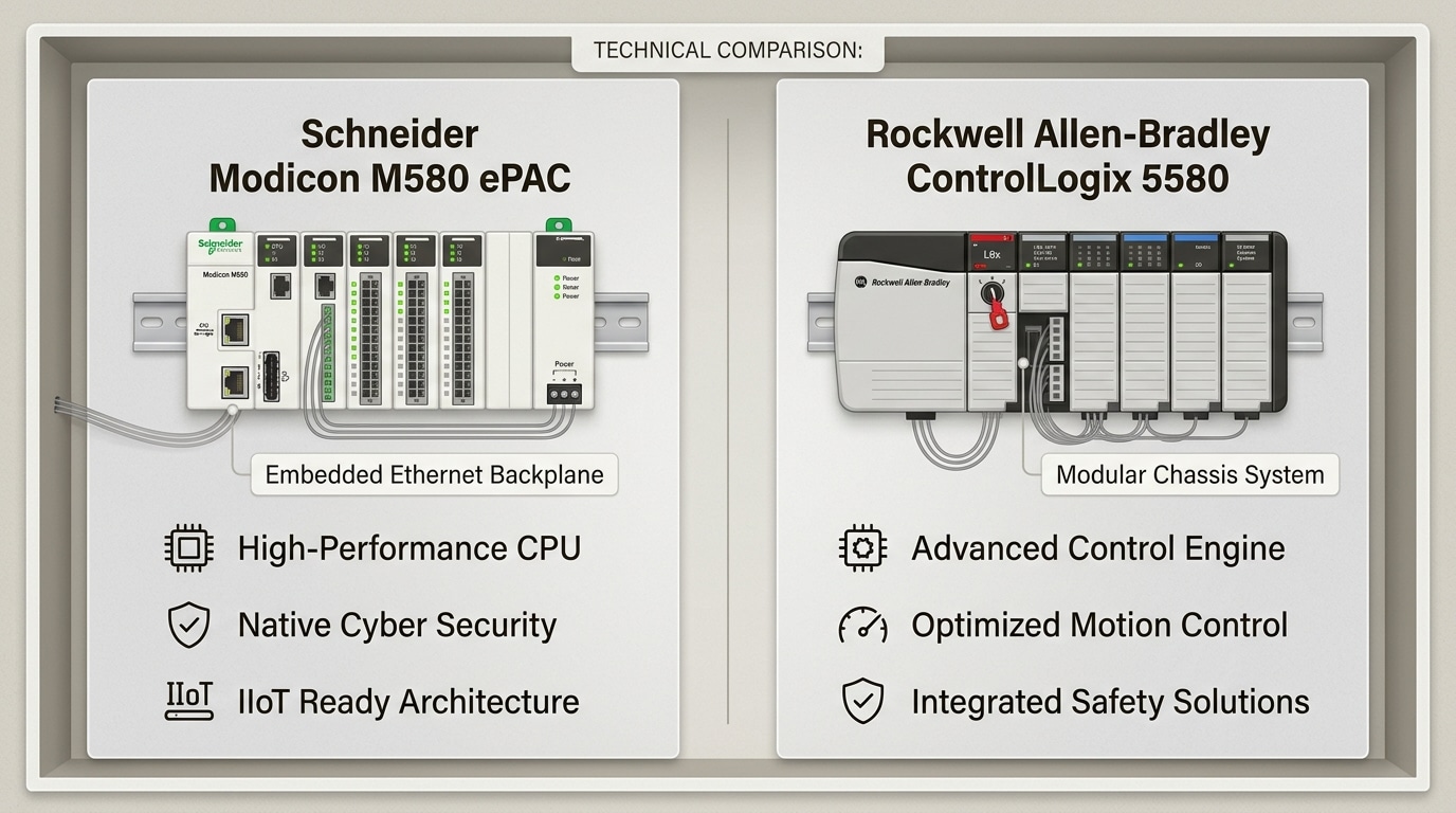Schneider vs Rockwell: PLC comparison for Australian industry 2 Comparing flagship Schneider and Rockwell controllers helps engineers evaluate physical form factors and port density for Australian industrial control panels.